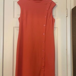 Elegant Coral Button-Down Dress